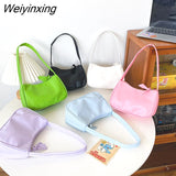 Weiyinxing New Women's Fashion Handbags Retro Solid Color Totes Bags PU Leather Shoulder Underarm Bag Casual Women Shoulder Bag