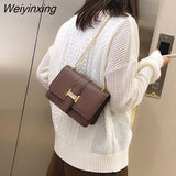 Weiyinxing Square Flip Bag 2023 summer New Quality PU Leather Women's Designer Handbag Stone Pattern Lock Chain Shoulder Messenger Bag