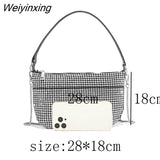 Weiyinxing Rhinestones Evening bag silver Crystal Bling Semi-Circular Top Handle Bags for Women Purses and Handbags Luxury Designer