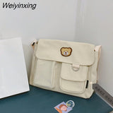 Weiyinxing Women Fashion Shoulder Bags Multifunction Canvas Crossbody Bag Retro Handbags Travel Shoulder Messenger Bags Leisure Package