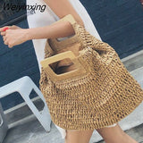 Weiyinxing rattan large capacity tote for women wicker woven wooden handbags summer beach straw bag lady big purses travel sac 2023