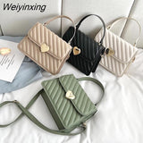 Weiyinxing Thread Quilted Crossbody Bag for Women Luxury Designer PU Leather Tote Bags Lady Retro Shoulder Handbag