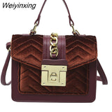 Weiyinxing For Women 2023 Designer Luxury Winter Velvet Top Brand Flap Hand Bag High Quality Women Crossbody Shoulder Bag Satchel
