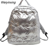 Weiyinxing Women Large Capacity Backpacks High Quality Space Cotton Female Bag School Bags Travel Bagpack Nylon Down Cotton Ladies Bookbag