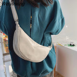 Weiyinxing Solid Color Chest Bag For Women Large Capacity Travel Crossbody Female Half Moon Belt Bag Ladies Daily Street Fanny Packs