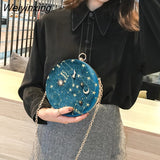Weiyinxing Round Starry Sky Suede Women Shoulder Bag Designer Chain Female Crossbody Messenger Bags Ladies Small Circle Purses 2023