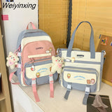 Weiyinxing New High School Girls Backpack Shoulder Bags Multi Pockets Waterproof School Bag Teenage Girls Kawaii Backpack Mochila