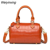 Weiyinxing Pattern Genuine Leather Handbag Women's Bag Vintage Cow Leather Small Women Shoulder Messenger Bags Luxury Female Tote Sac