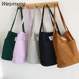 Weiyinxing New Corduroy Shoulder Bag for Women Cotton Cloth Female Student Messenger Bag Large Eco Shopping Tote Bags Canvas Handbags