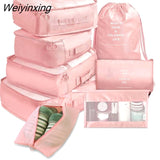 Weiyinxing Set Packing Cubes Organizer Bags For Travel Storage Makeup Luggage Drawstring Bag Bathroom Organizer Clothes Storage