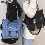 Weiyinxing Canvas Handbags Shoulder Bag Male Women Messenger Crossbody Bags Student Large Capacity School Bags Versatile Tote Bag