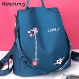 Weiyinxing Quality Oxford Women Backpack Elegant Floral Embroidery School Bags Waterproof Female Backpacks Teenage Girls
