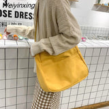 Weiyinxing Women Solid Color Canvas Bag Women's Black White Messenger Bag Magnetic Buckle Student One Shoulder Bag High Capacity School Bag
