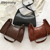 Weiyinxing Exquisite Shopping Bag Retro Casual Women Totes Shoulder Bags Female Leather Solid Color Chain Handbags for Women 2023