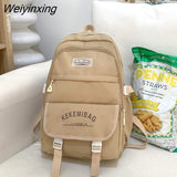 Weiyinxing Large Capacity Student Backpack Lovely Girl Solid Color Simple Style Schoolbag Women’S Waterproof Book Pack Travel Bag