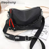 Weiyinxing Leather Crossbody Bags Women Famous Brand Female Shoulder Bag Fashion Wide Shoulder Strap Soft Small Women Bag Bolsa sac