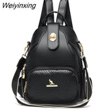 Weiyinxing Women Backpacks Luxury Solid Color Soft Leather Female Travel Shoulder Bags Back pack High Quality School Bags For Girls