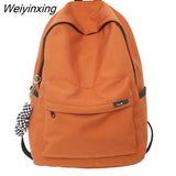 Weiyinxing Women Laptop Nylon Book Bag Trendy Lady Travel Student Backpack Girl School Solid Bag Kawaii Female College Backpack Fashion