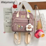 Weiyinxing Multi-function Lovely Girl Backpack Japanese Preppy Style Students Schoolbag Large Capacity Contrast Color Travel Bag New