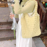 Weiyinxing New Cloud Bubble Flower Women's Shoulder Bag New Tank Top Bag Female Student Simple Handbag Canvas Bag Women's