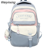 Weiyinxing Women Cute Purple Waterproof School Bag Lady Nylon College Backpack Female Travel Bag Girl Book Harajuku Laptop Backpack Fashion
