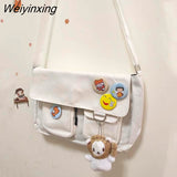 Weiyinxing Canvas Messenger Bag Women Large Capacity Crossbody Bags Outdoor School Student Book Computer Laptop Shoulder Bag