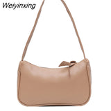 Weiyinxing New Women's Fashion Handbags Retro Solid Color Totes Bags PU Leather Shoulder Underarm Bag Casual Women Shoulder Bag