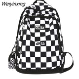 Weiyinxing Women Plaid Backpack Fashion Lady Laptop School Bag New Girl Boy Backpack Trendy Female Men Travel Book Lattice Student Bag