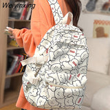 Weiyinxing Women Cartoon Laptop Cute Printing School Bag Female Waterproof Fashion Girl Travel Nylon Book Bags Lady College Backpack Trendy