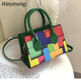 Weiyinxing New Color Contrast Versatile Handbag Square Shoulder Bag Geometric Horizontal Casual Shoulder Bag Fashion Crossbody Bag
