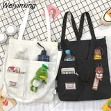 Weiyinxing Women Canvas Handbags Shoulder Bag Ladies Shopping Bags Cartoon Fabric Grocery Crossbody Messenger Tote Books Bags for Girls