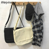 Weiyinxing Messenger Bag Canvas Bag Women Single Shoulder Bag Tooling Bag Large Capacity Black White Cloth Bag Students' School Bag