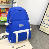 Weiyinxing Large Capacity Student Backpack High Quality Boy Girl Casual Schoolbag Nylon Waterproof Book Pack Travel Bag Solid Color