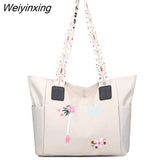 Weiyinxing Capacity Women's Handbags Shoulder Bags 2023 New Embroidery Designer Shopper Tote Bag Waterproof Oxford Women Shopping Bag