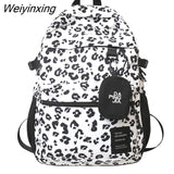 Weiyinxing Cool Lady Leopard School Backpack Women Laptop Nylon Set Bag Girl Cute Travel College Backpack Female Kawaii Trendy Bags