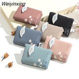 Weiyinxing New PU Leather Women's Short Wallet Small Fresh Korean Zipper Folding Coin Purse Multifunctional Buckle 2 Fold Card Holder 911