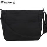 Weiyinxing Simple Messenger Bag Women's Large Capacity Nylon Bag Lady Student Casual Waterproof Canvas Schoolbag Classic Handbag