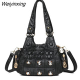 Weiyinxing New Designer Rivet Soft PU Leather Women Handbag Women Bags Luxury Female Shoulder Tote bag High Quality Lady Messenger Bag