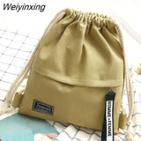 Weiyinxing New Fashion Canvas School Bags Drawstring Backpack Bag Portable Casual Backpack for Women Men Travel Backpack 0409