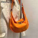 Weiyinxing Women's Fashion Handbags Retro Solid Color Crossbody Bag PU Leather Underarm Hobos Bag Casual Female Tote Canvas Shoulder Bags
