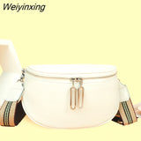 Weiyinxing Semi Circle Soft Genuine Leather Women's Tote Bag Long Zipper Handbag Fashion Cow Leather Ladies Shoulder Crossbody Bags