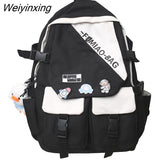 Weiyinxing Badge Travel Book Laptop Backpack Trendy Women School Bag Ladies Nylon Leisure College Backpack Fashion Female Student Bags