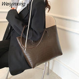 Weiyinxing Tote Bags Large Capacity Shopper Designer Handbags For Women Fashion Stone PU Leather Casual Luxury Shoulder Women's Bags