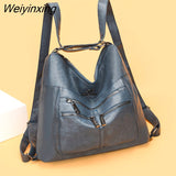 Weiyinxing Quality Pu Leather Women Bagpack Designer Large Capacity 3 In 1 Back Pack Fashion Luxury Female Shoulder Handbag Travel Bag