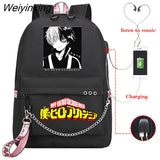 Weiyinxing Shoto Todoroki Boku No Hero Academia Book Bag Usb Charging Designer Backpack My Hero Academia Girls School Bag Mochila 0409