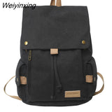 Weiyinxing Women's Fashion Beige Canvas Backpack Men's Contrast Travel Bag College Girl's Schoolbag Laptop Bag Student Mochila 2023 New