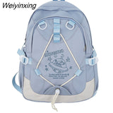 Weiyinxing Girl Leisure White Embroidery Nylon Kawaii School Bag Women College Backpack Lady Cute Laptop Fashion Female Travel Book Bag
