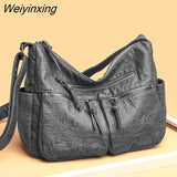 Weiyinxing Solid Color Soft Leather Shoulder Bags for Women Designer Large Capacity Handbags Women Bags Fashion Female Crossbody Sac