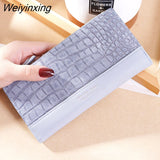 Weiyinxing New Korean Version Crocodile Pattern Long Wallet Ladies Color Matching Multi-card Pocket Thin Leather Fashion Women Purse
