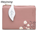 Weiyinxing New PU Leather Women's Short Wallet Small Fresh Korean Zipper Folding Coin Purse Multifunctional Buckle 2 Fold Card Holder 911
